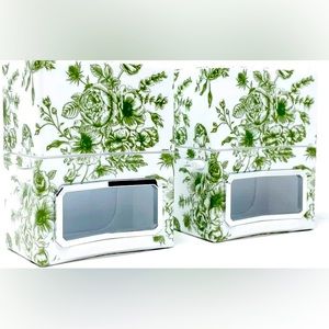 Floral Green and White Decorative Boxes